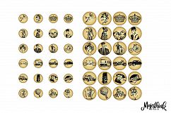 Vintage Elements Collage Sheet -  with classic cupid angel printables Scrapbooking,bottle caps Product Image 2