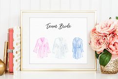 Watercolor bridesmaid robe clipart  Product Image 6