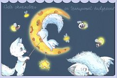 Arctic fox and glowwarm night watercolor clipart kit for bab Product Image 6