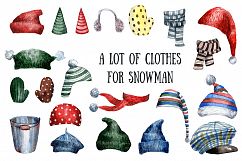 Funny Snowmen - Watercolor Clip Art Set Product Image 6