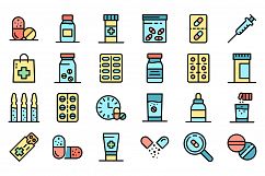Antibiotic icons set vector flat Product Image 1