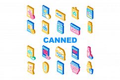 Canned Food Nutrition Collection Icons Set Vector Product Image 1