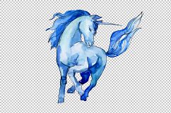 Magic blue and pink unicorns PNG watercolor set Product Image 2
