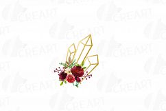 Watercolor Burgundy Floral Geometric Frame, geometric invite Product Image 6