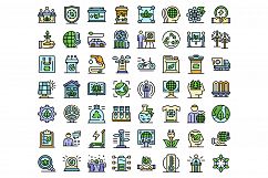 Ecologist icons set line color vector Product Image 1