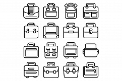Laptop bag icons set, outline style Product Image 1