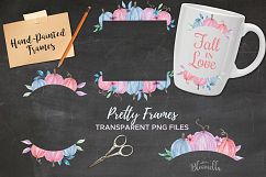 Pumpkin Pastels Festival Frames Watercolor Clipart Border Pink Purple Autumn Fall Product Image 2