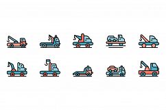 Tow truck icons set vector flat Product Image 1