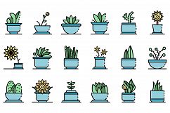 Houseplants icons set vector flat Product Image 1