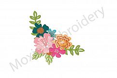 Flowers Embroidery Design, Floral Corner Design Product Image 1