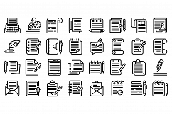 Writing icons set, outline style Product Image 1
