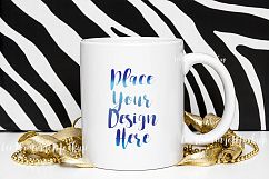 White coffee mug mockup festive happy new year styled stock photo Product Image 1