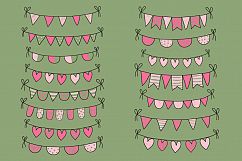 Cute Valentine love buntings clipart pink clip art Product Image 4