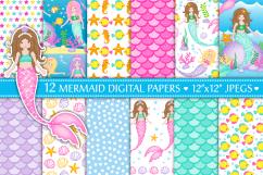 Mermaid digital papers, Under the sea digital papers Product Image 1