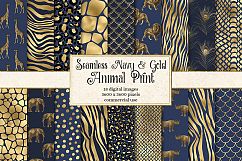 Navy and Gold Animal Print Digital Paper Product Image 1