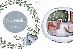 Cute Christmas dogs winter watercolor clipart Product Image 3