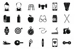 Sport workout seniors icons set, simple style Product Image 1