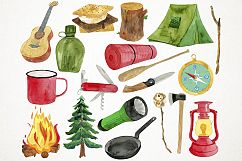 Watercolor Camping Clipart, Camping Clip Art, Boy Scout  Product Image 2
