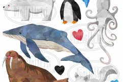 Watercolor Arctic Animals Clipart Product Image 2