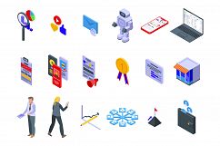 Online marketing icons set, isometric style Product Image 1