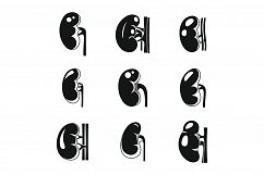 Human kidney icons set, simple style Product Image 1