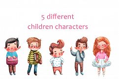 Busy Children - Watercolor Clip Art Set Product Image 2