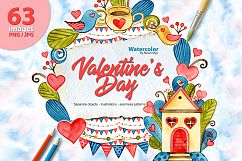 Watercolor Valentine&#039;s Day set Product Image 1