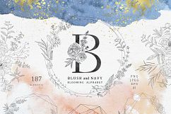 Blush &amp; Navy. Blooming Alphabet. Product Image 1