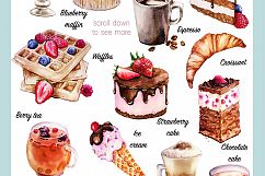 Sweet desserts - watercolor illustrations cakes and coffee Product Image 2