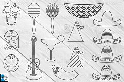 Outline Fiesta Monogram - Clip art / Cutting Files - 33c Product Image 2