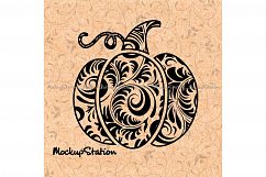 Pumpkin Floral Mandala Zentangle Doodle Boho Fall Decor svg Product Image 1