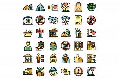 Homeless shelter icons set vector flat Product Image 1