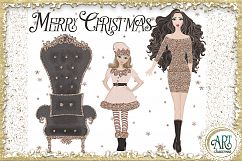 Christmas Snow Queen in Rose Gold Glitter and Pink 21 PNG Product Image 3
