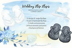 Watercolor wedding sandals clipart, white flip flops, black flip flops illustration  Product Image 5