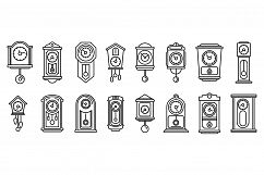 House pendulum clock icons set, outline style Product Image 1