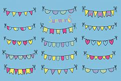 Yellow purple hand drawn buntings clipart, Summer banner party flags clip art Product Image 5
