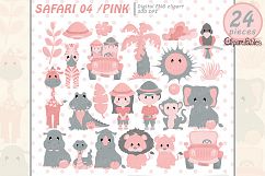 Soft Pink and Grey safari clipart, Baby girl shower party Product Image 1