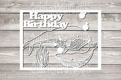 Happy birthday Whales/SON Whales papercutting templates|PNG/PDF/SVG/DXF formats Product Image 2