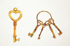 Watercolor Keys Clipart, Lock and Key, Vintage Key Product Image 4