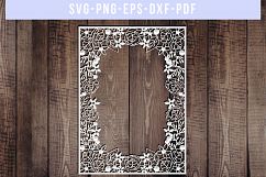 Floral Frame SVG Cut File, Wedding Flower Papercut, DXF, PDF Product Image 3
