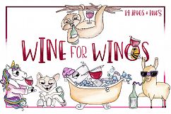 Animal, Watercolor, Clipart, Sublimation, Wine, Winos, PNG Product Image 1