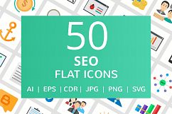 50 SEO Flat Multicolor Icons  Product Image 1