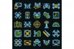 Drone icon set vector neon Product Image 1