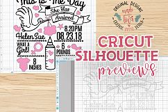Baby Girl Birth Announcement - Chart in SVG, DXF, EPS, AI Product Image 3
