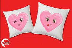 Valentine faces clipart, Heart emojis clipart, graphics illustrations AMB-1172 Product Image 3