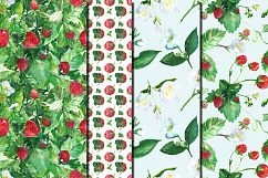 Watercolor Strawberry seamless digital paper pack Product Image 3