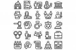 Authority icons set, outline style Product Image 1