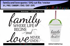 family where life begins SVG cut file / love never ends svg cut file / printable svg cut file / vector quotes / family quotes / love quote Product Image 1