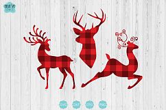 Buffalo Plaid Deer Clipart Product Image 1