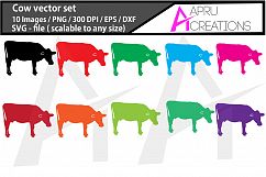 cow silhouette, color cow silhouette, / commercial use / cow animal silhouette, cow clipart, cow svg, eps, dxf, png image, cow vectors icon Product Image 1
